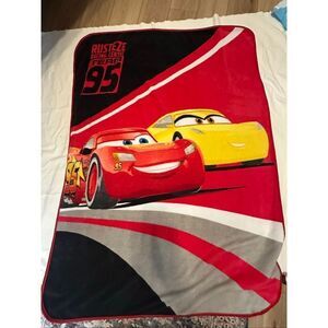 Vintage Disney Pixar Cars Lightning McQueen Throw Blanket 46" X 56"